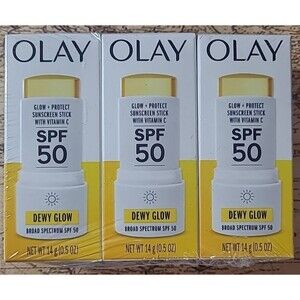 Lot of 3 Olay Glow + Protect Face Sunscreen Stick SPF 50  EXP:09/2025